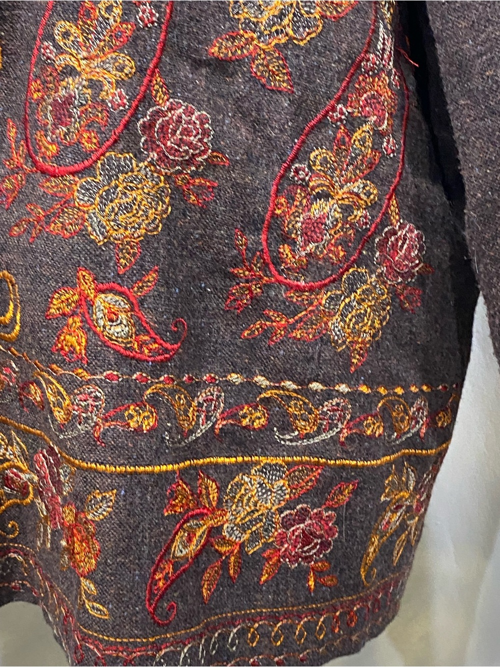 Coldwater Creek Brown Wool-Blend Colorful Embroidered Paisley Blazer Jacket 2X - Picture 10 of 13